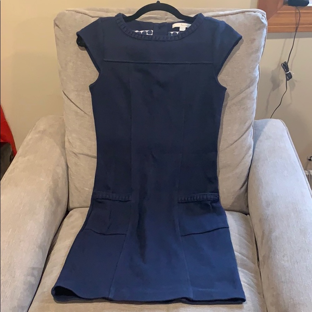 Navy blue cotton Boden dress with pockets.